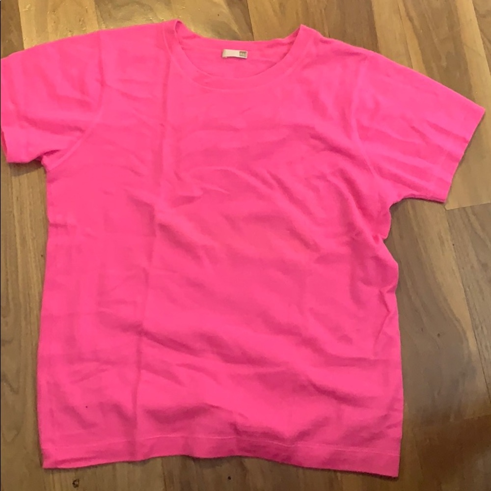100% cashmere tee shirt bright pink